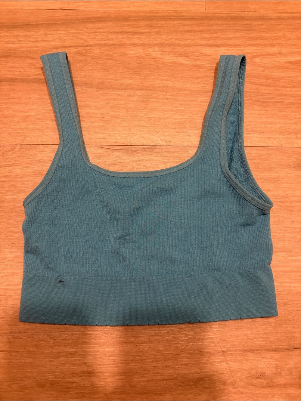 anthropologie Teal Ribbed Cropped Tank Top